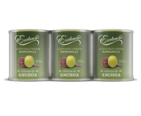 ACEITUNAS EXCELENCIA RELLENAS DE ANCHOA PK-3 50GR
