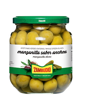 ACEITUNAS ZAMBUDIO MANZ. C/H TARRO 350 G