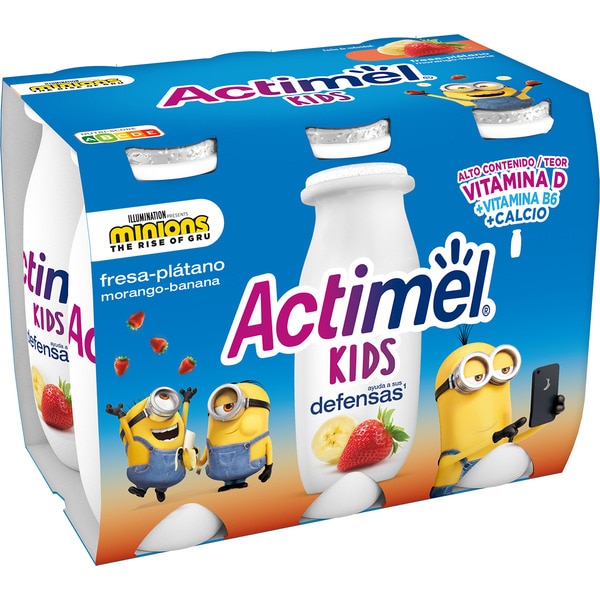 ACTIMEL KIDS SABOR FRESA Y PLATANO PK-6 100ML