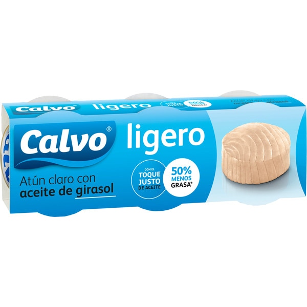 ATUN CALVO EN ACEITE DE GIRASOL LIGERO CALVO PK-3 56GR