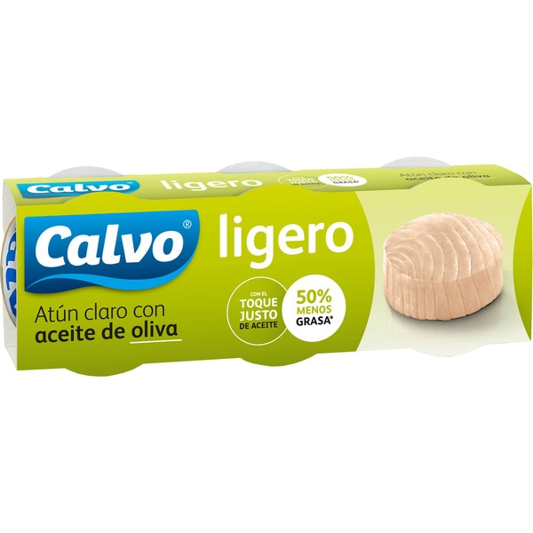 ATUN EN ACEITE DE OLIVA LIGERO CALVO PK-3 56GR