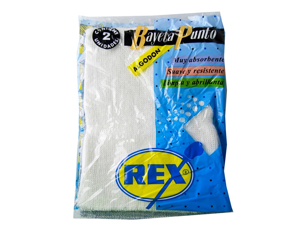 BAYETA REX  PUNTO BLANCA + AZUL PK-2