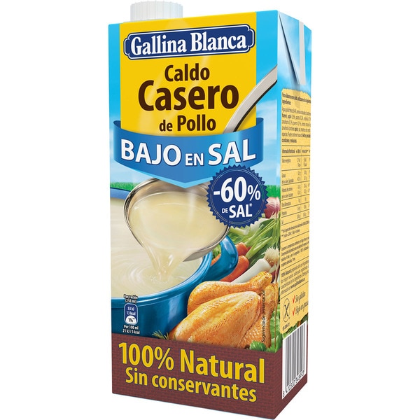 CALDO CASERO DE POLLO BAJO EN SAL GALLINA BLANCA 1LT