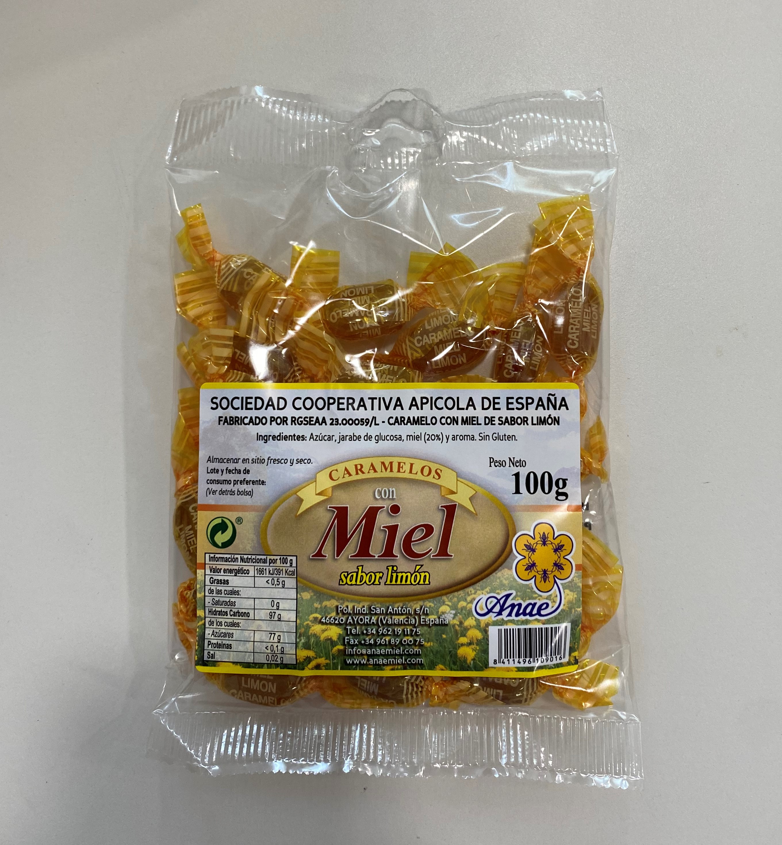 CARAMELOS CON MIEL Y LIMON ANAE 100GR