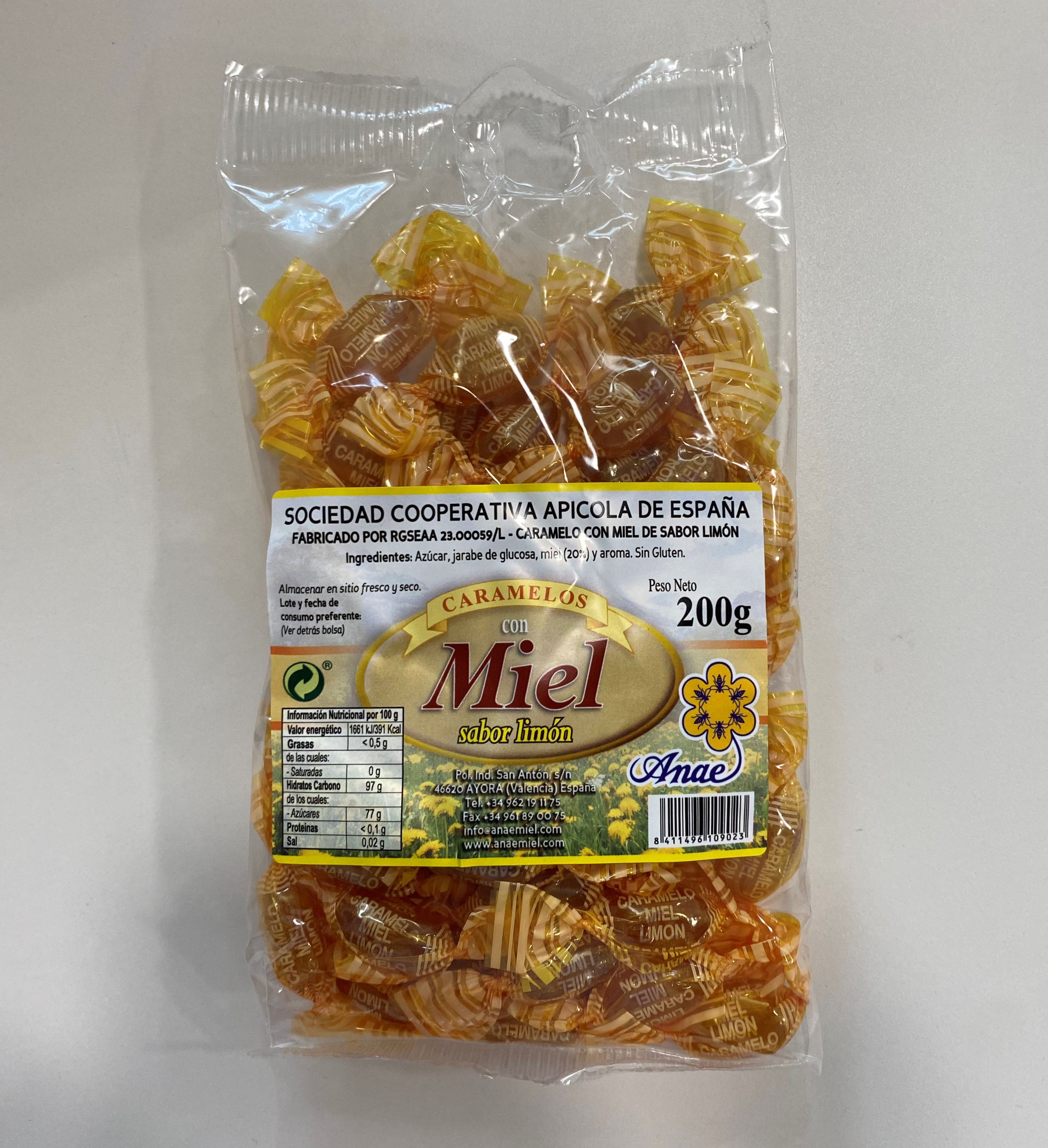 CARAMELOS CON MIEL Y LIMON ANAE 200GR