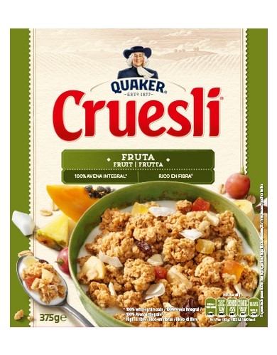CEREALES QUAKER CRUESLI FRUTAS 375GR