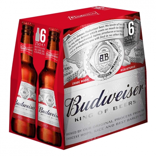 CERVEZA BUDWEISER 1/4 PK-6 250ML/UNI