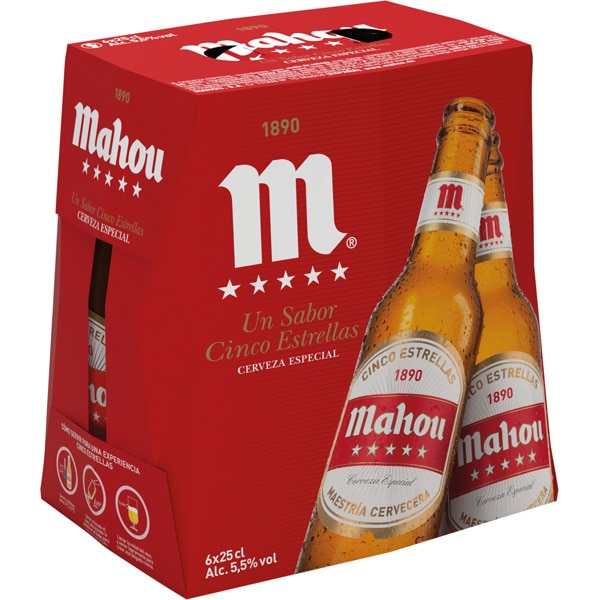 CERVEZA MAHOU 5 ESTRELLAS PK-6 250 ML