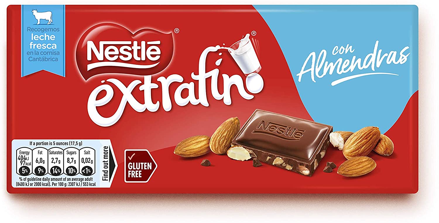 CHOCOLATE NESTLE EXTRAFINO CON ALMENDRA 123GR