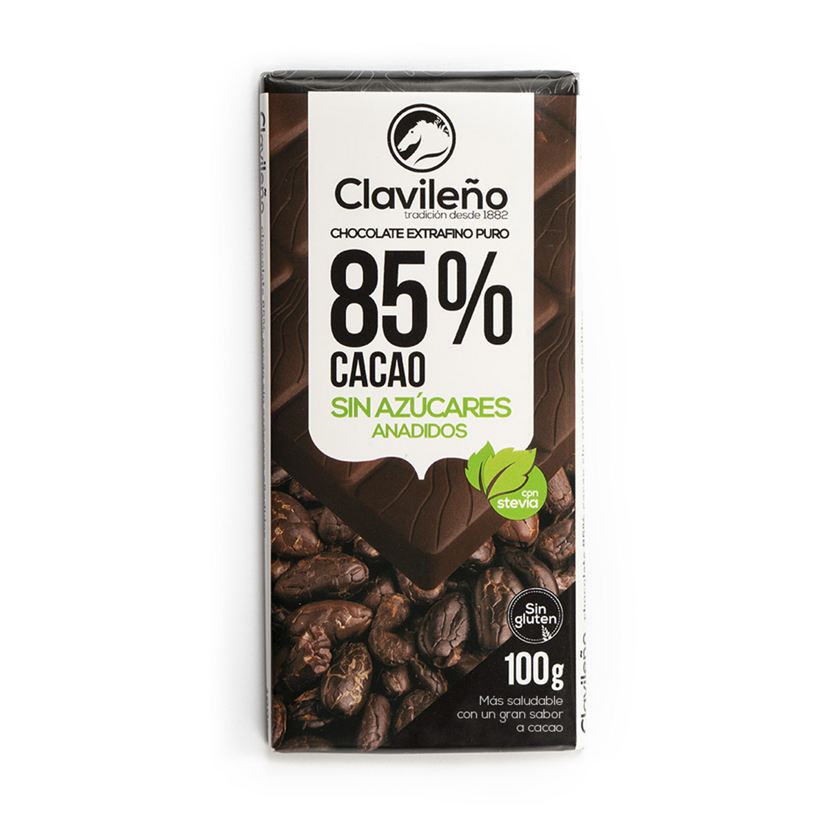 CHOCOLATE PURO 85% SIN AZUCARES STEVIA 100GR