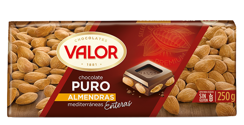 CHOCOLATE VALOR PURO CON ALMENDRA 250GR