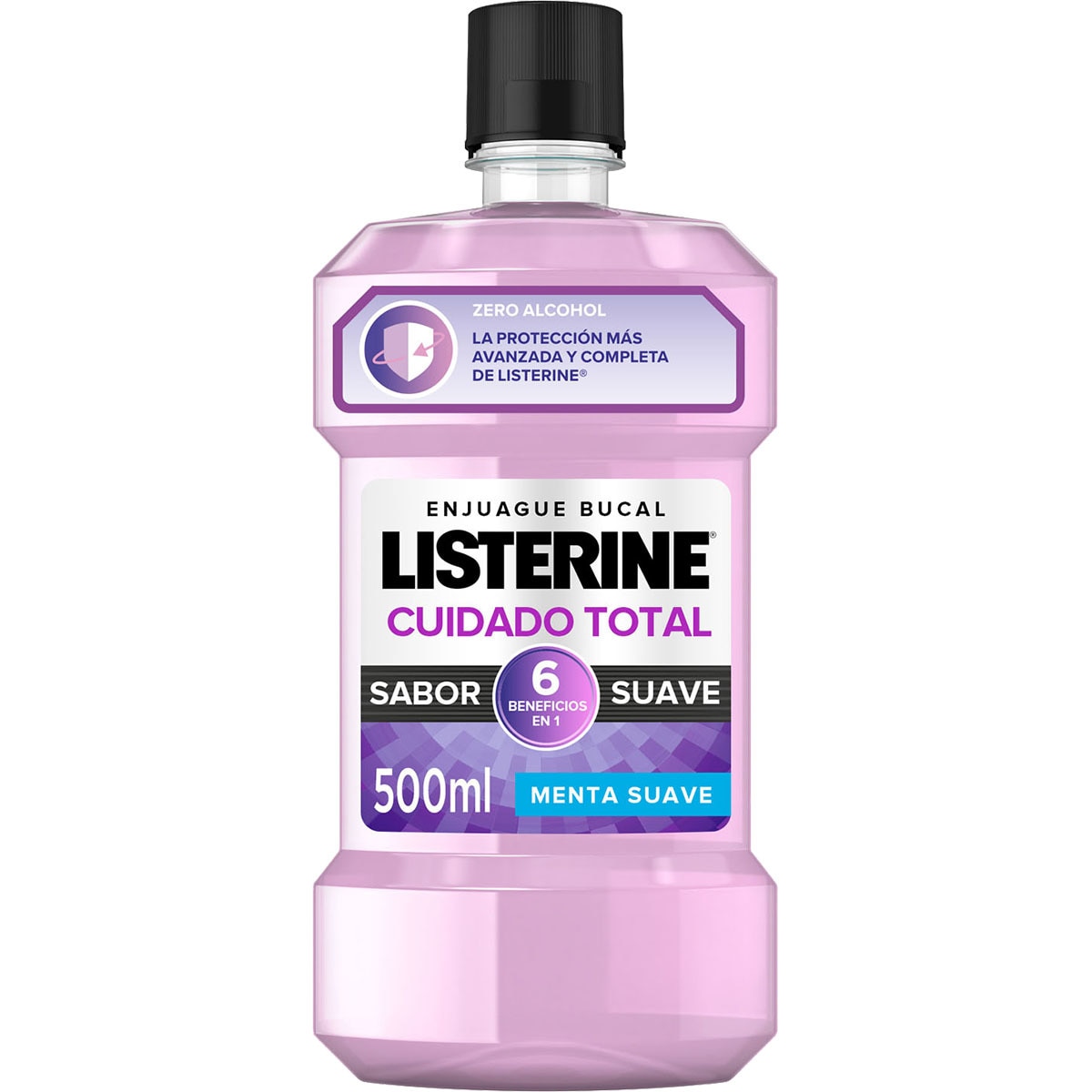ENJUAGUE BUCAL LISTERINE ZERO ALCOHOL CUIDADO TOTAL MENTA SUAVE 500ML