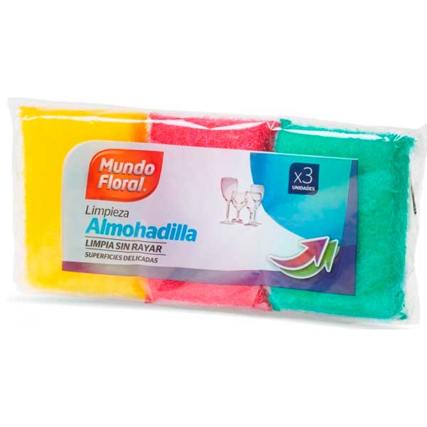 ESTROPAJO FLORAL ALMOHADILLA PK-3