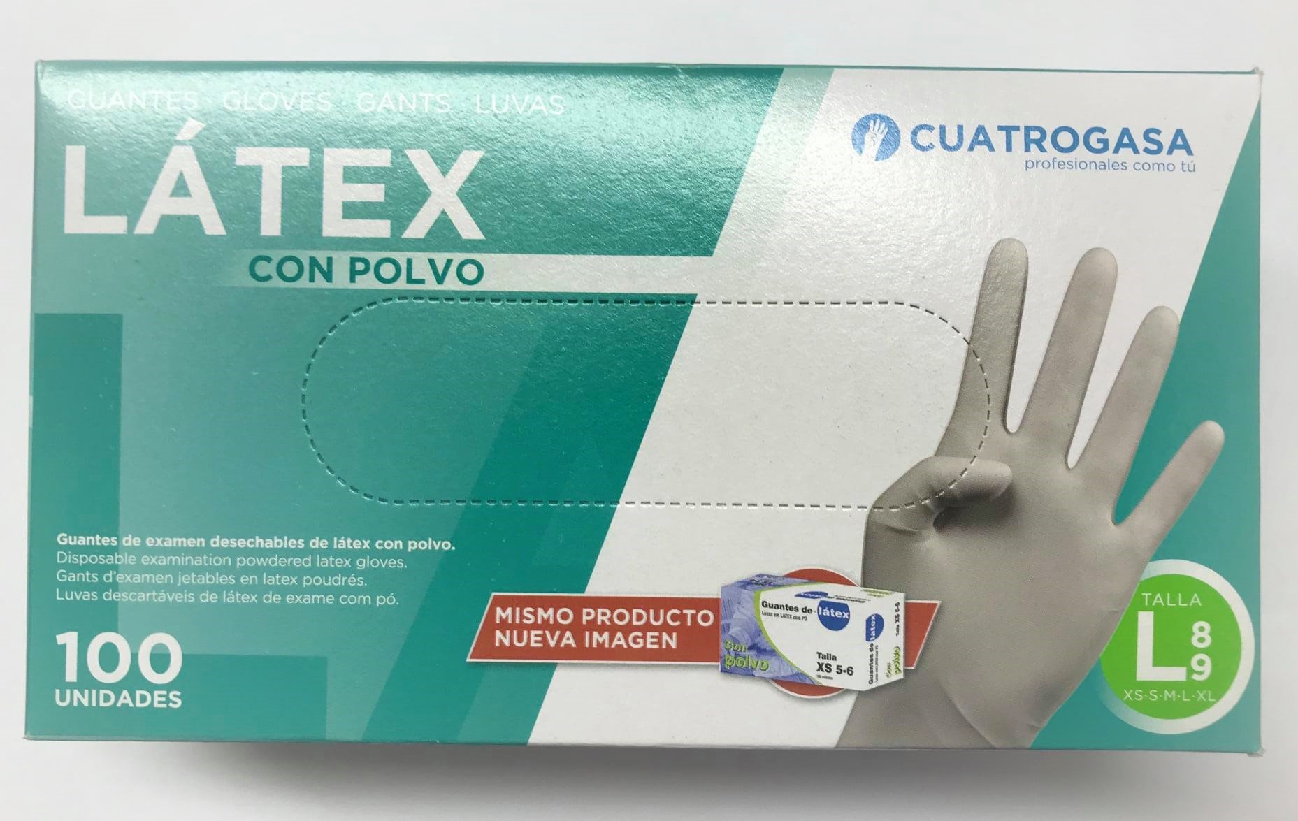 GUANTES LATEX CUATRO GASAS TALLA L 100UNI