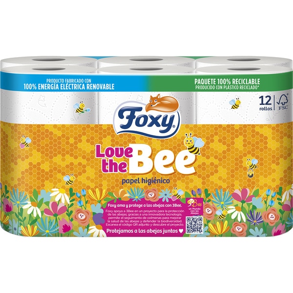 HIGIENICO FOXY LOVE THE BEE 12 ROLLOS