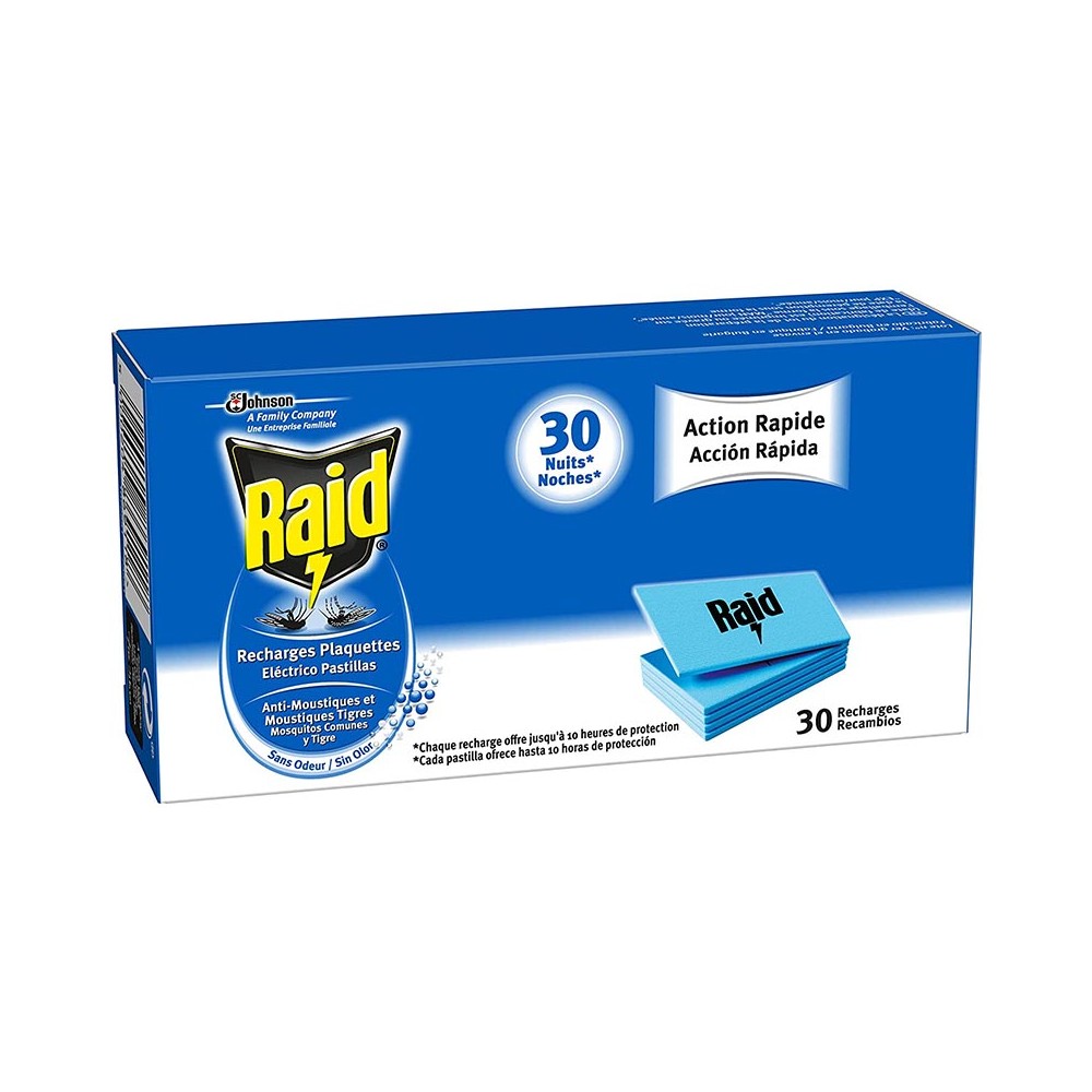 INSECTICIDA RAID PASTLLAS RECAMBIO 30 UNI