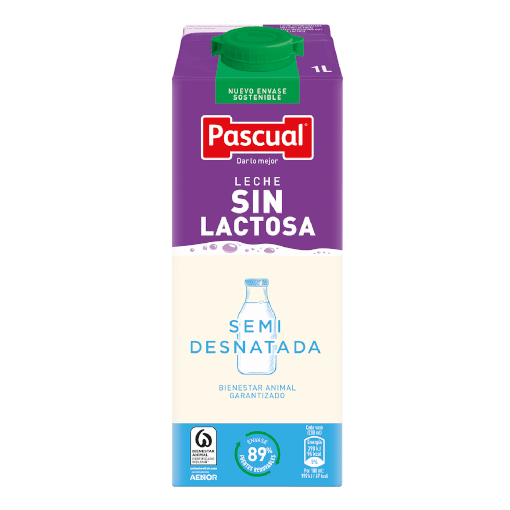 LECHE PASCUAL SIN LACTOSA SEMI BRIK 1LT