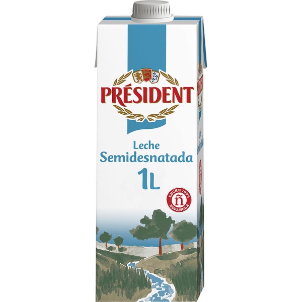 LECHE PRESIDENT SEMIDESNATADA BRIK 1LT.