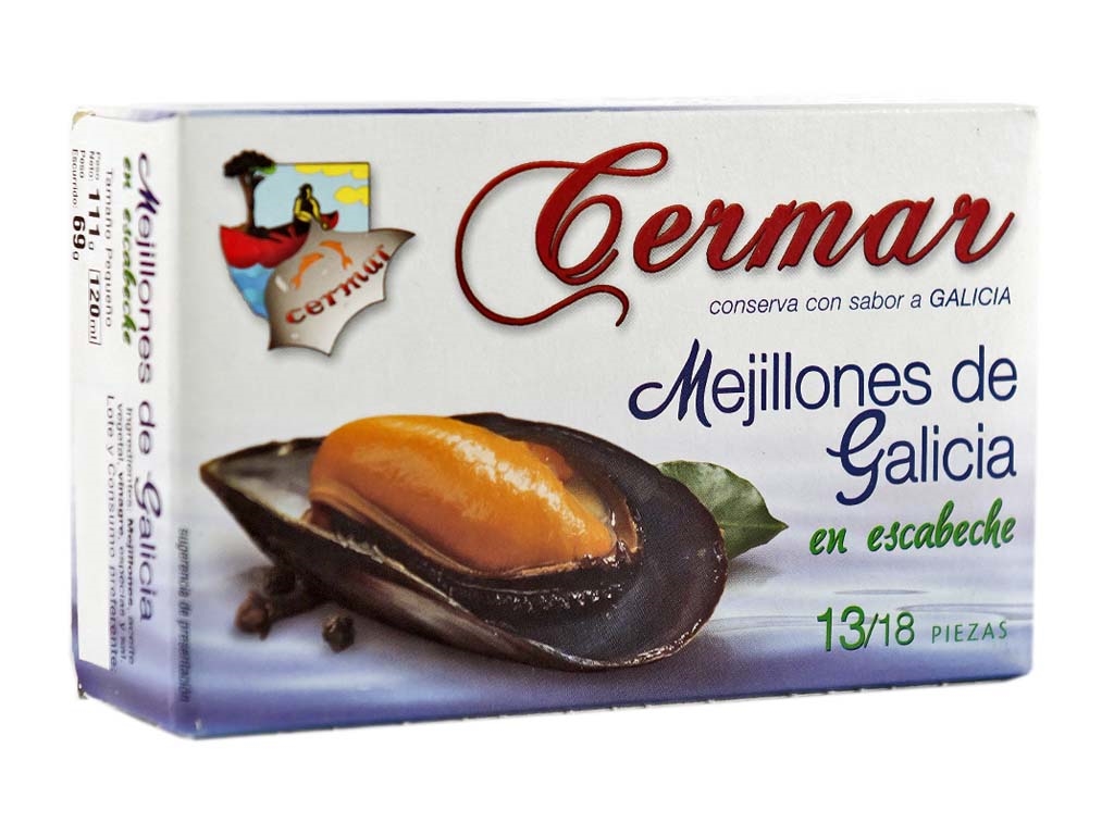 MEJILLONES EN ESCABECHE CERMAR RIAS 13-18 PIEZAS 120GR