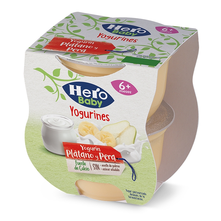 MERIENDA HERO BABY DE PLATANO PERA Y YOGUR PK-2 200GRS