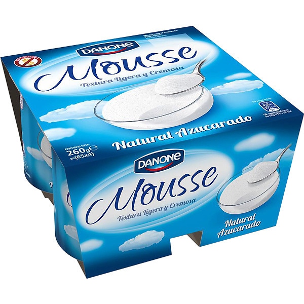 MOUSSE DANONE NATURAL AZUCARADO PK-4 65GRS