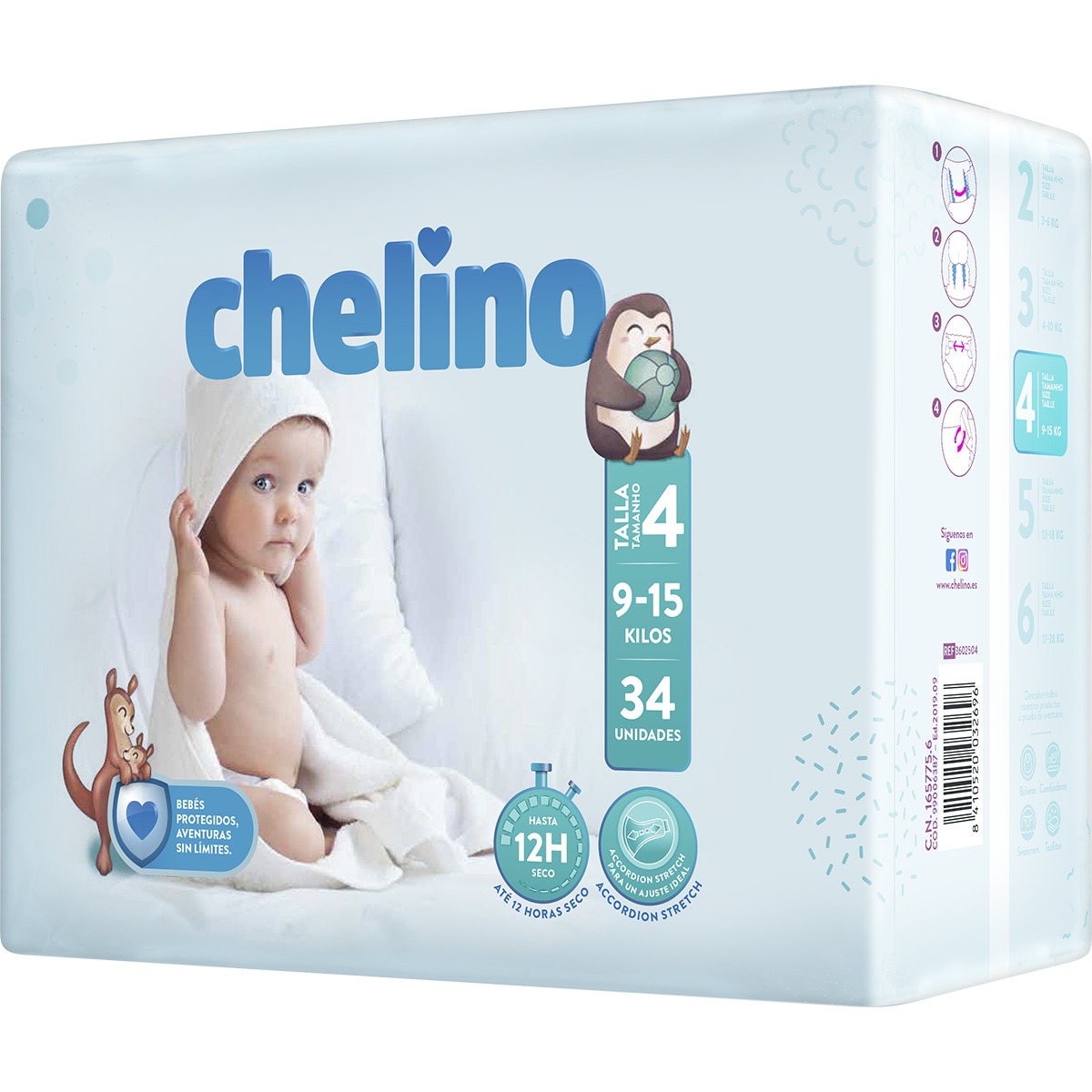 PAÑALES CHELINO TALLA 4 (9-15KG) 34UNI