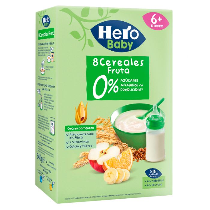 PAPILLA HERO BABY 8 CEREALES CON FRUTA 340GRS