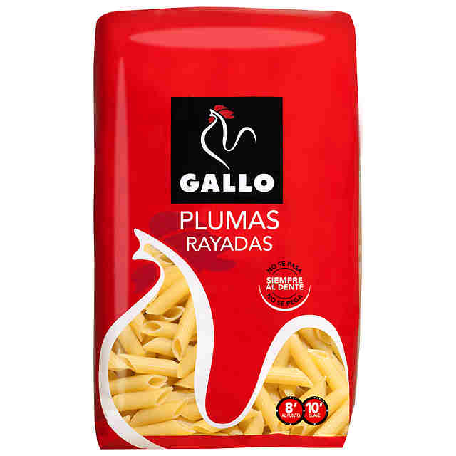 PASTA GALLO PLUMA RAYADA 450 GRS.