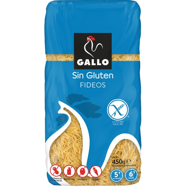 PASTA GALLO SIN GLUTEN FIDEOS 450GR