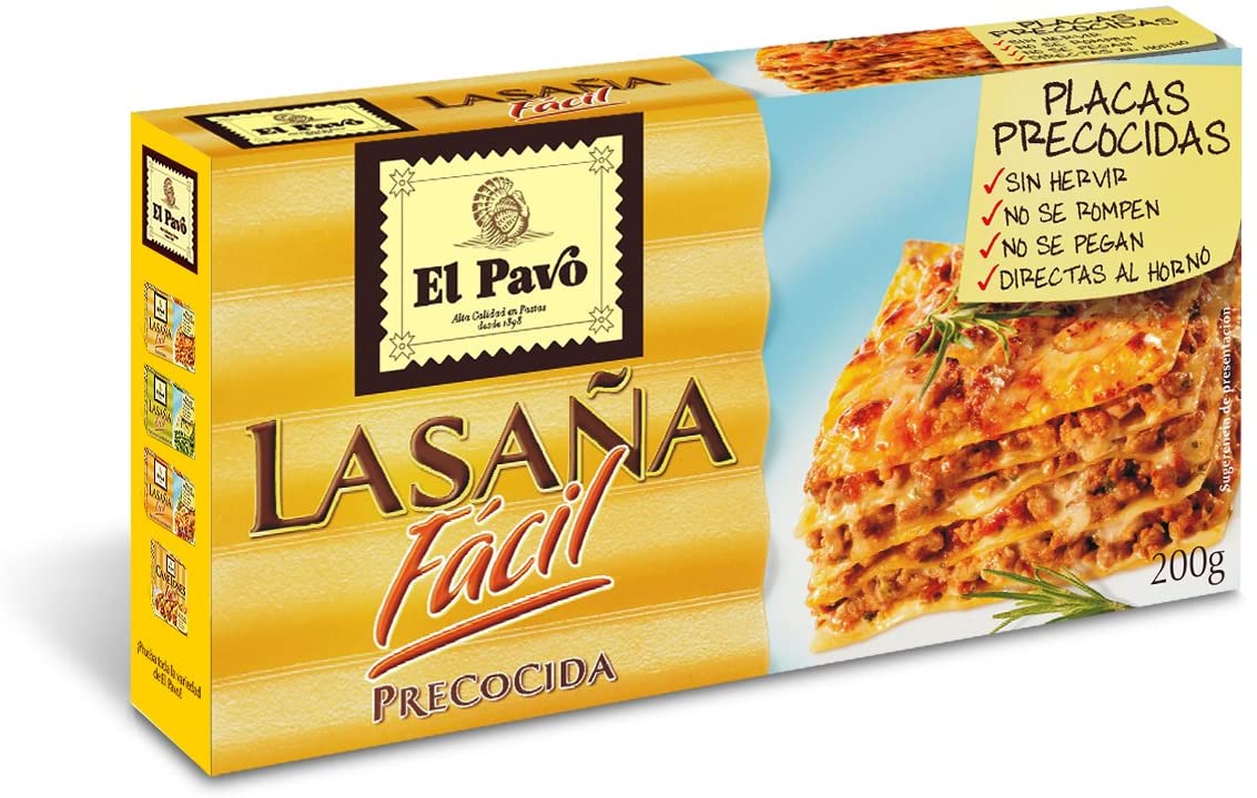 PASTA PARA LASAÑA EL PAVO 200GR