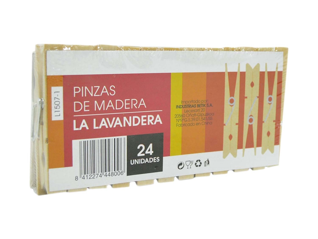 PINZAS ROPA LA LAVANDERA MADERA 24 UN