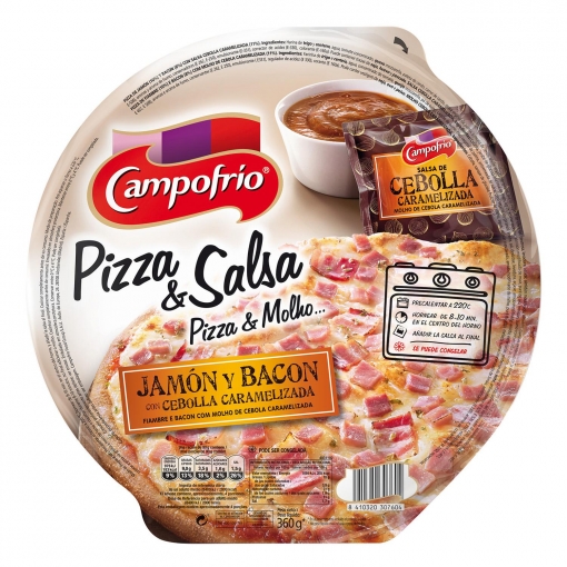 PIZZA DE JAMON Y BACON CON SALSA DE CEBOLLA CARAMELIZADA CAMPOFRIO 360GR