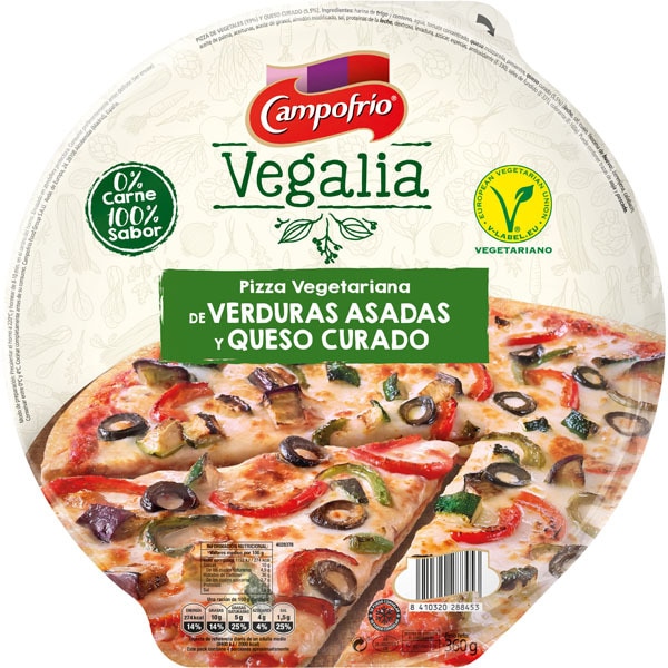 PIZZA VEGALIA DE VERDURAS ASADAS Y QUESO CURADO 360GR