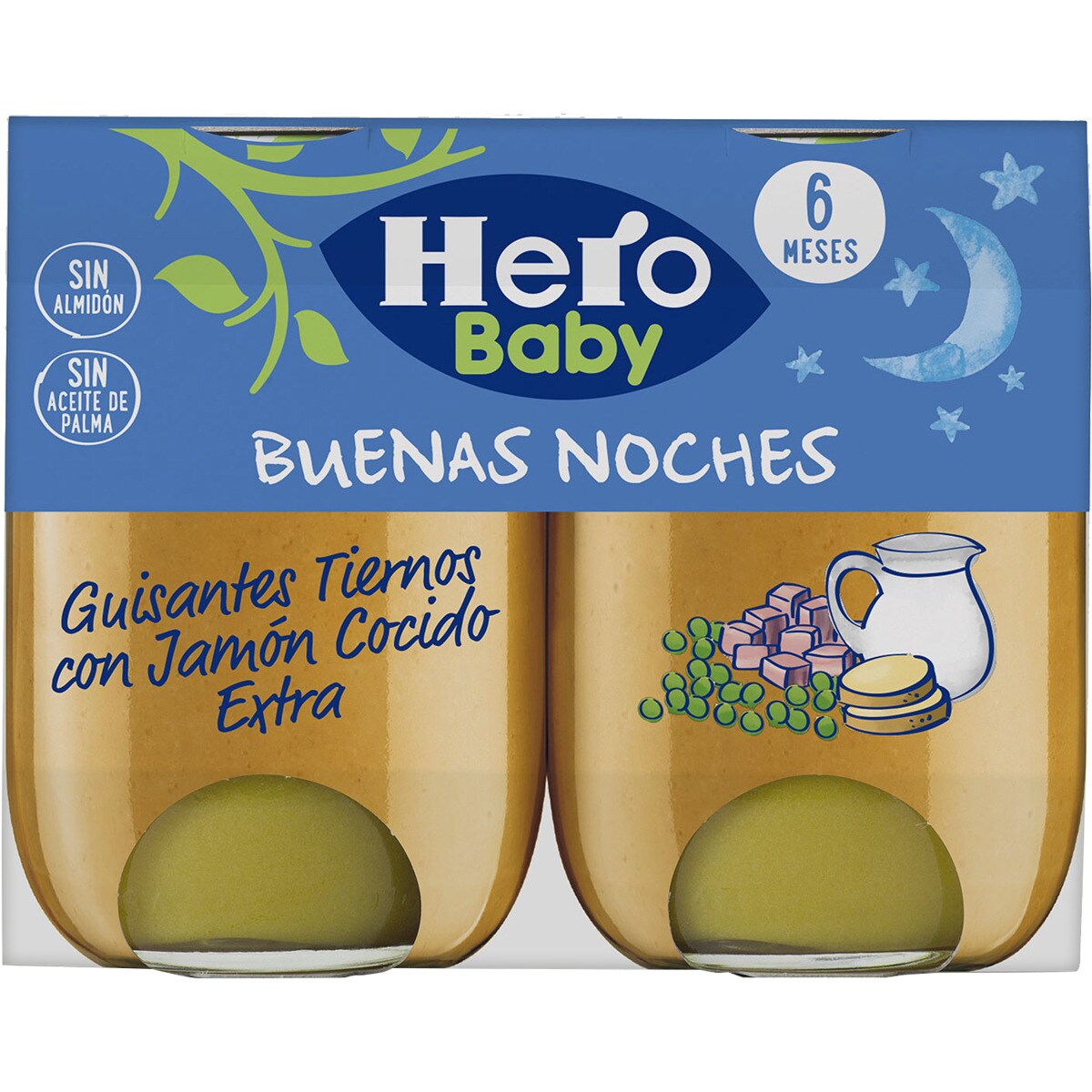 POTITO HERO BUENAS NOCHES DE GUISANTES CON JAMON COCIDO PK-2 190GRS