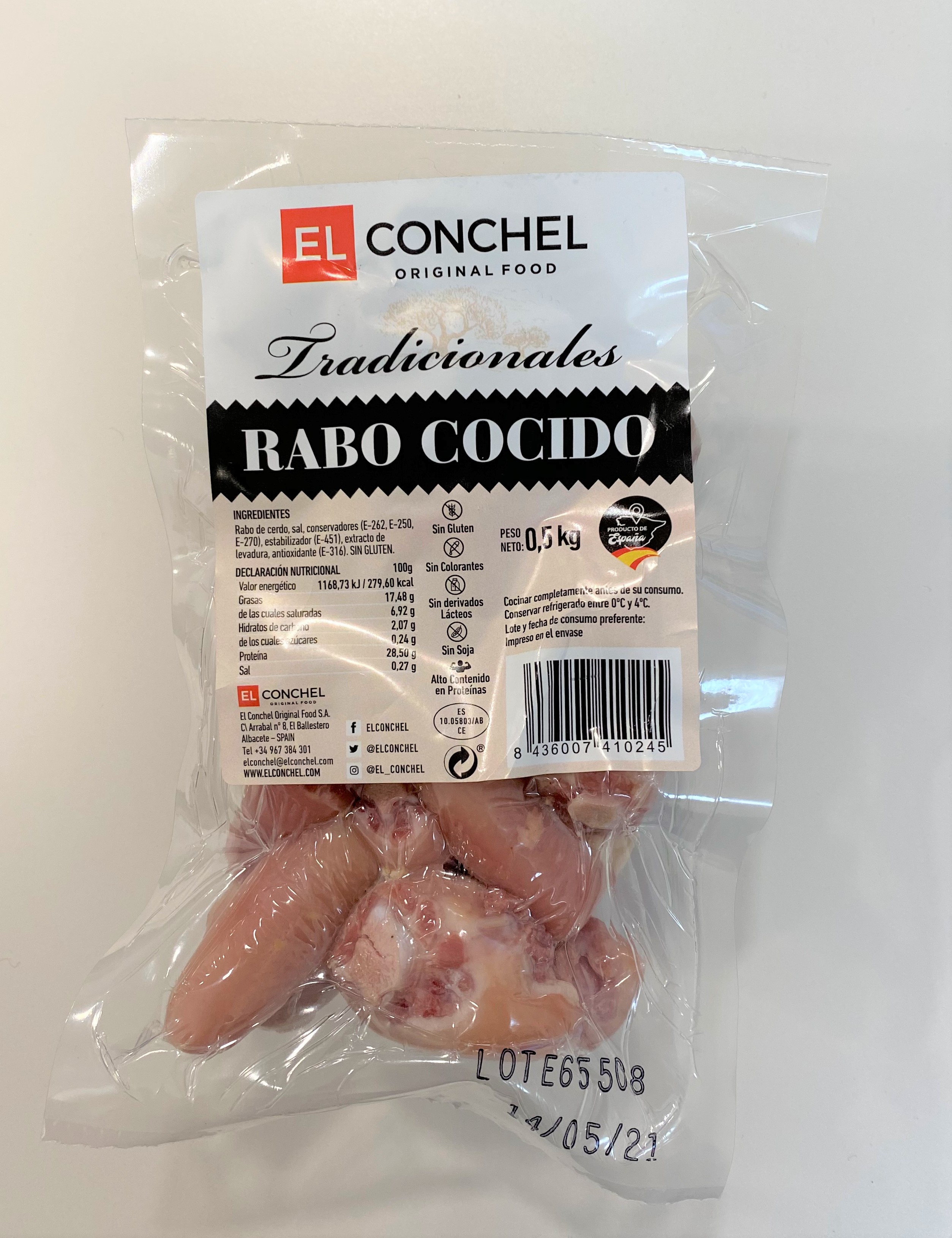 RABO DE CERDO COCIDO EL CONCHEL 500GR