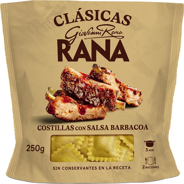 RAVIOLI COSTILLAS A LA BARBACAO RANA 250 GR