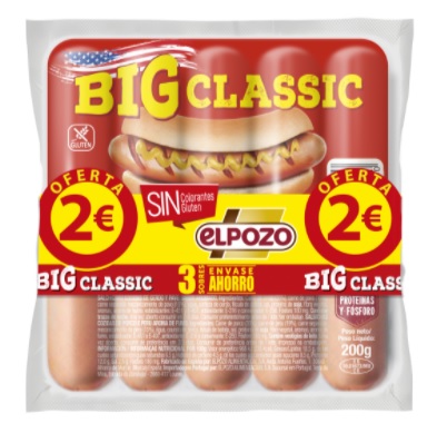 SALCHICHAS BIG CLASSIC EL POZO PK-3 200GRS