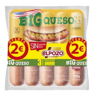 SALCHICHAS BIG QUESO EL POZO PK-3 200GRS
