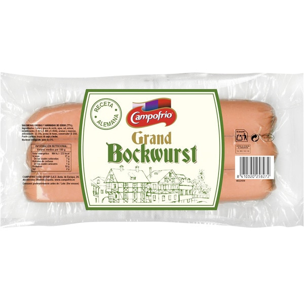 SALCHICHAS GRAND BOCKWURST AHUMADAS 400GRS