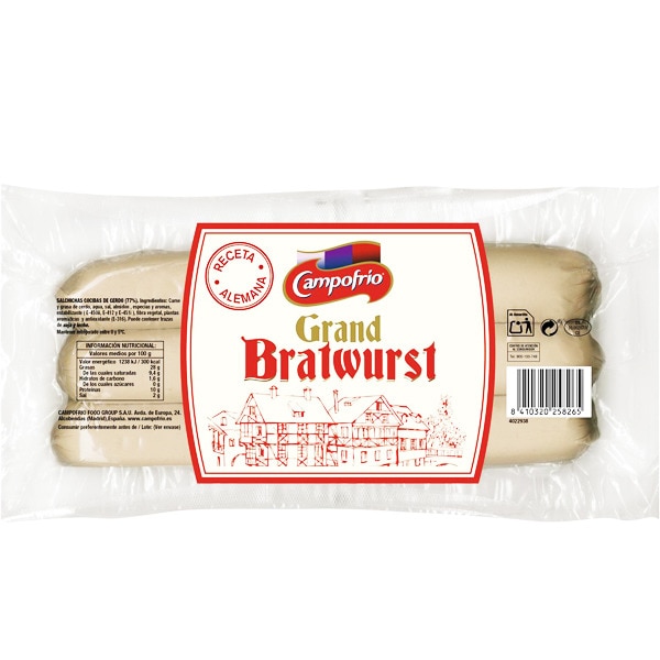 SALCHICHAS GRAND BRATWURST AHUMADAS 400GRS