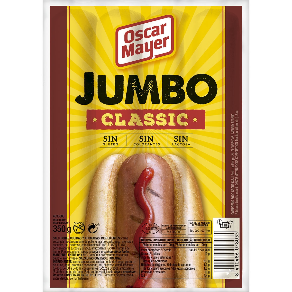 SALCHICHAS JUMBO CLASSIC OSCAR MAYER 350GRS