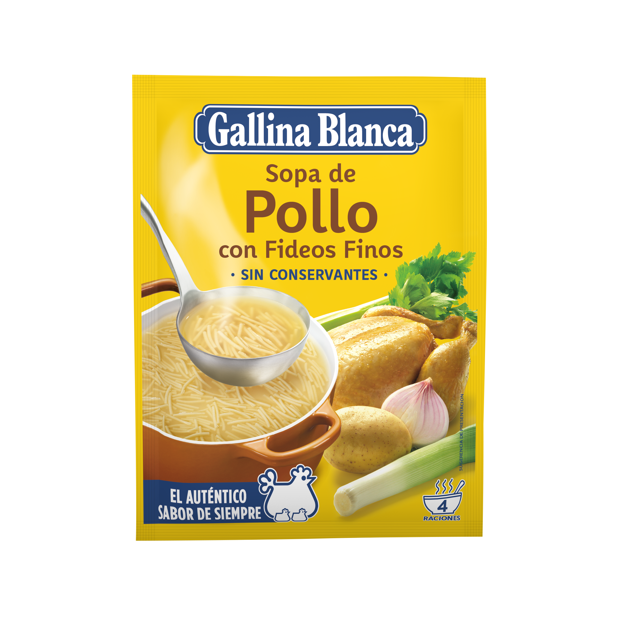 SOPA DE POLLO CON FIDEOS FINOS GALLINA BLANCA 71GR