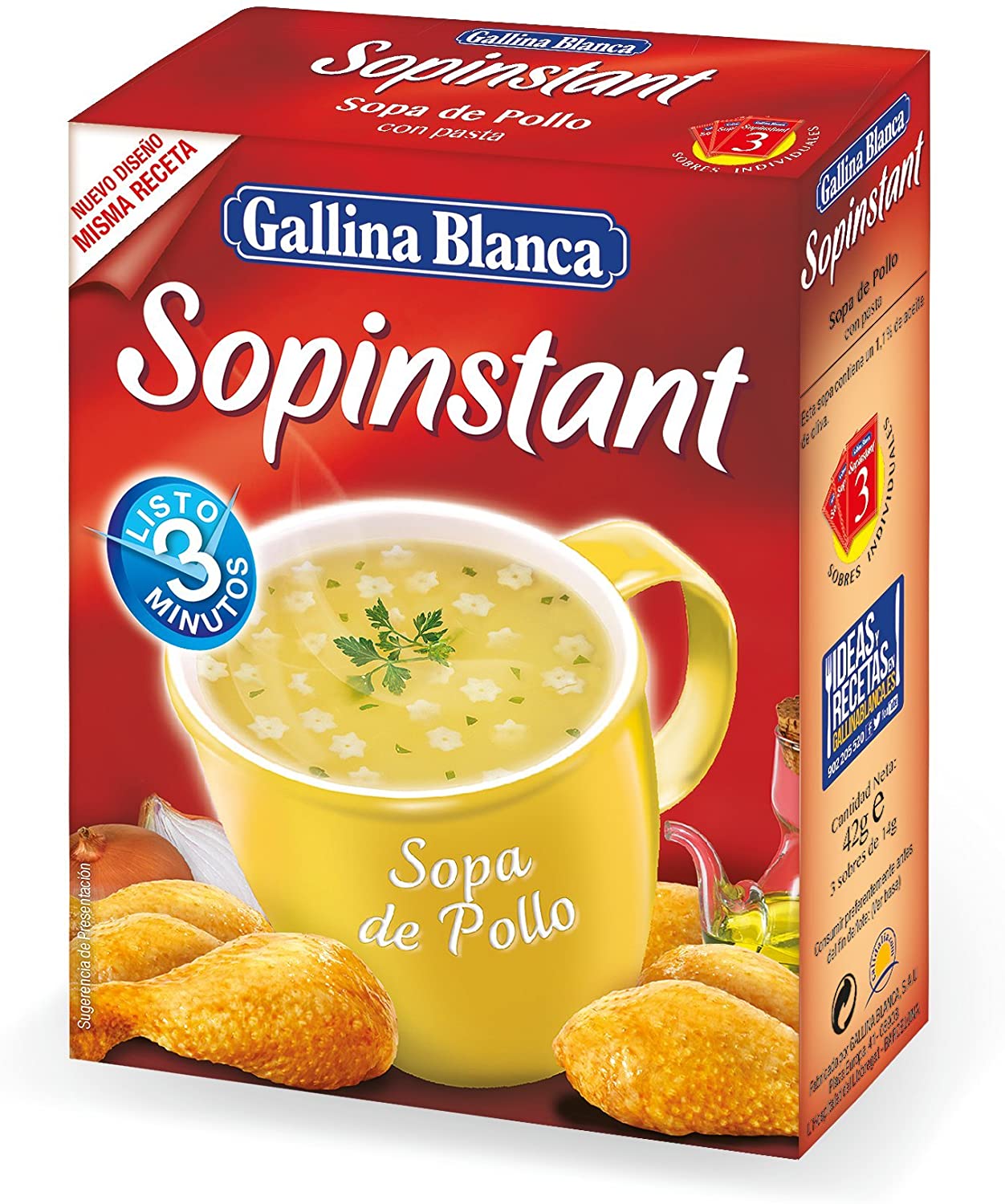 SOPA DE POLLO CON PASTA SOPISANT 3 SOBRES 14GR