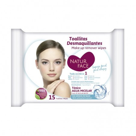 TOALLITAS DESMAQUILLANTES NATUR FACE AGUA MICELAR 15UNI