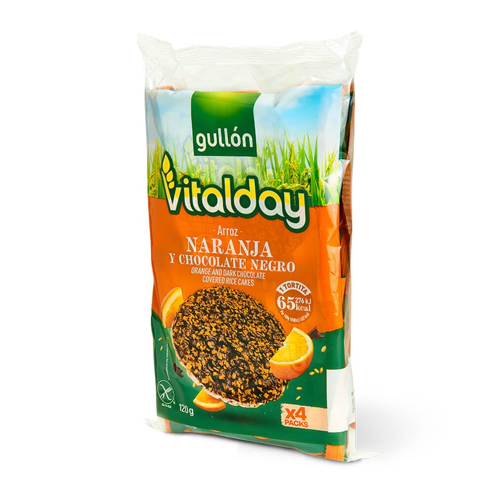 TORTITAS DE ARROZ INTEGRAL CON CHOCOLATE Y NARANJA VITALDAY 105GR