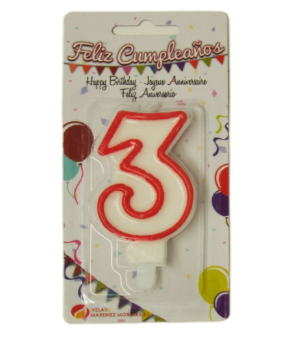 VELA CUMPLEAÑOS NUMERO 3