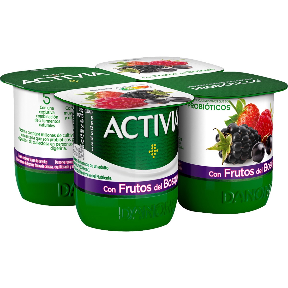 YOGUR ACTIVIA BIFIDUS 0% FRUTOS DEL BOSQUE PK-4 120GRS