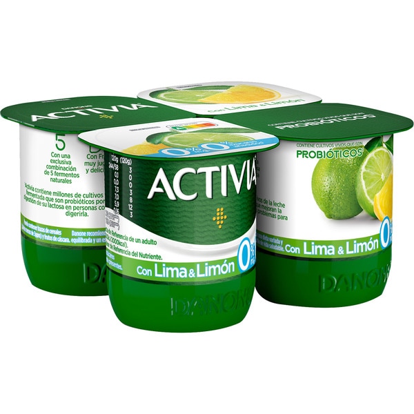 YOGUR ACTIVIA BIFIDUS 0% LIMA LIMON PK-4 120GRS
