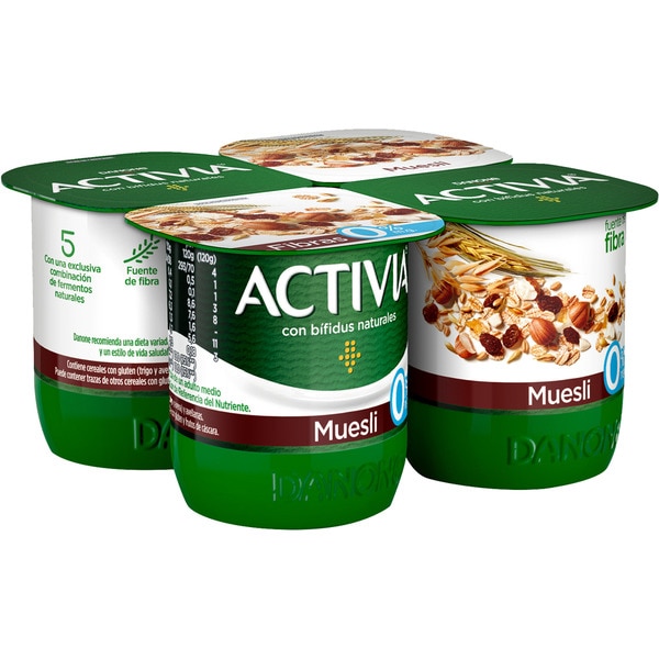 YOGUR ACTIVIA BIFIDUS 0% MUESLI PK-4 120GRS