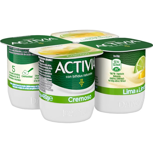 YOGUR ACTIVIA BIFIDUS LIMA LIMON PK-4 120GRS